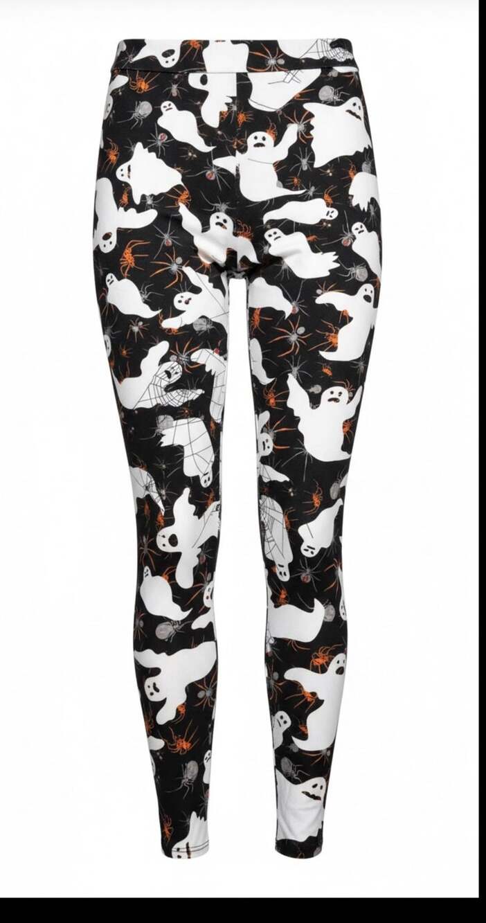 LuLaRoe Leggings Tall & Curvy Ghost Spider Halloween Print Black